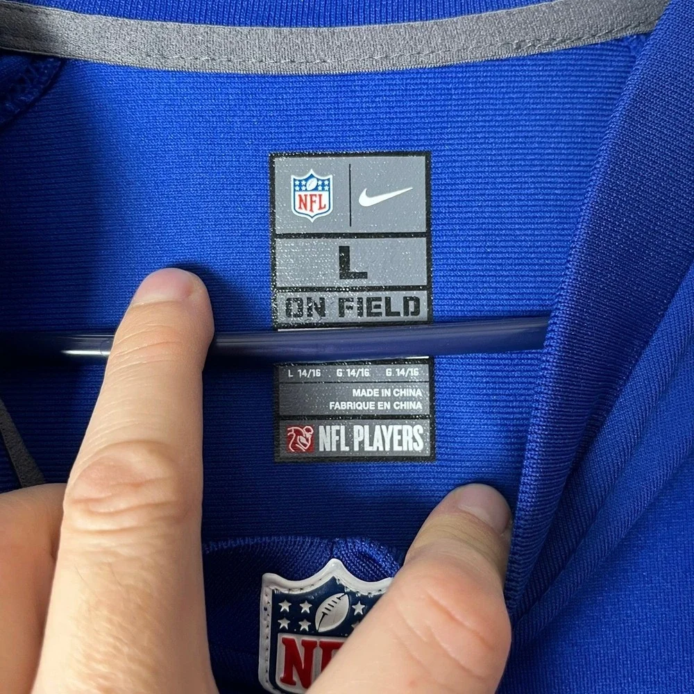 New York Giants Nike Jersey Kids L Blue NFL Football Beckham Jr 13 EUC